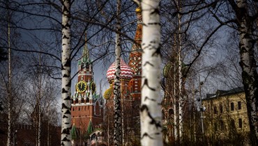 صورة للكرملين وكاتدرائية القديس باسيل في وسط موسكو (22 شباط 2022، أ ف ب). 