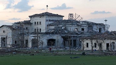 منظر عام لقصر مدمّر في أعقاب الهجوم على أربيل (13 آذار 2022 - أ ف ب).