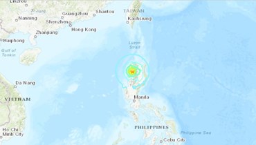 خريطة تظهر موقع الزلزال (earthquake.usgs.gov). 