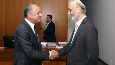 نائب رئيس مجلس النواب الياس بو صعب و رئيس حزب "القوات اللبنانية" سمير جعجع. 