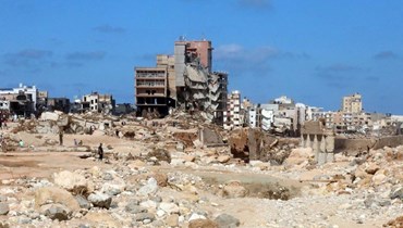 مدينة درنة الليبية المنكوبة بعد الإعصار "دانيال" (أ ف ب).
