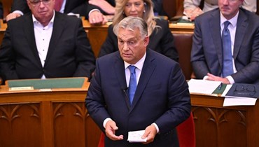 أوربان خلال جسلة في البرلمان في بودابست (25 ايلول 2023ـ أ ف ب).